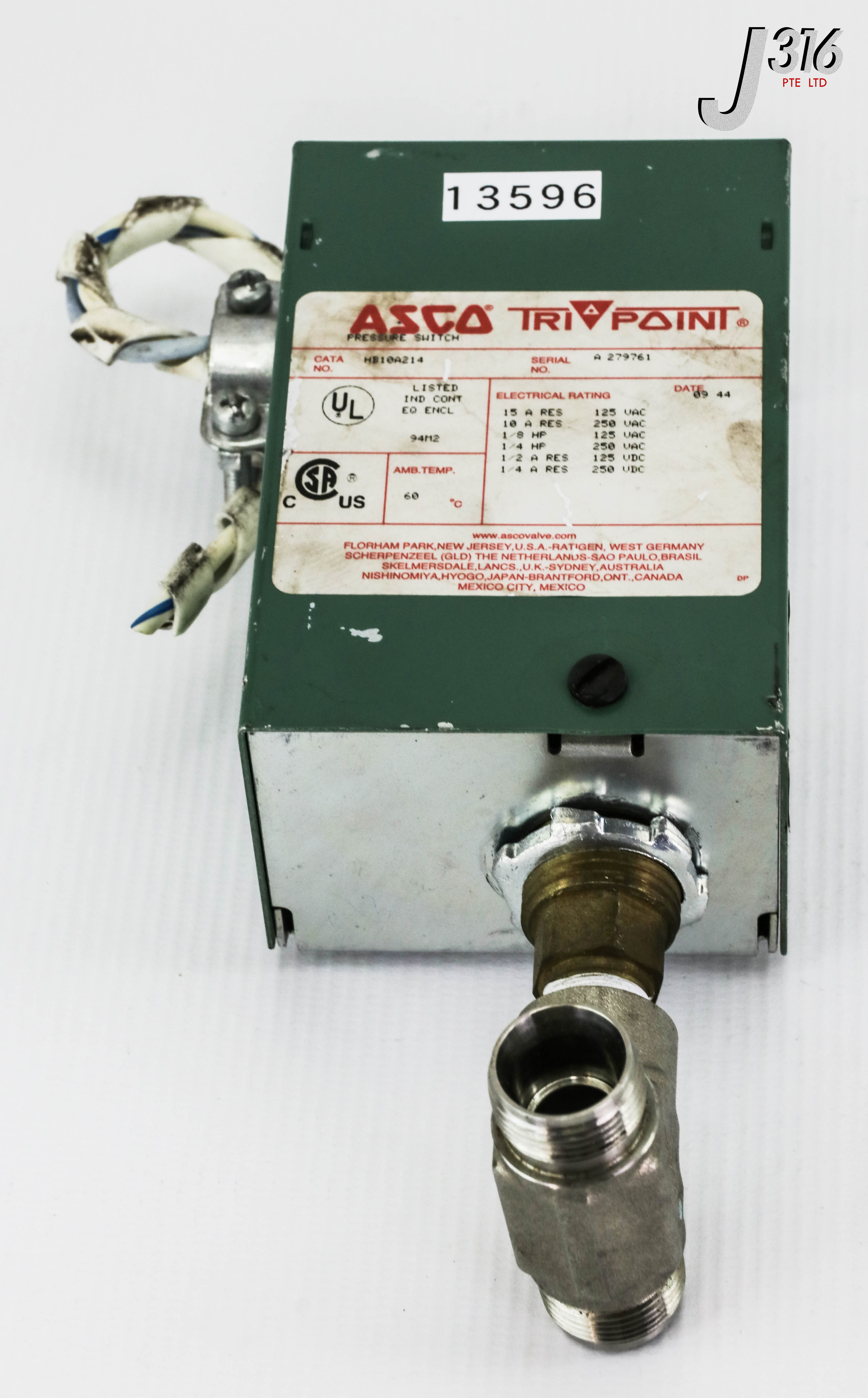 マス 13596 ASCO MINIATURE PRESSURE SWITCH HB10A214 | eBay